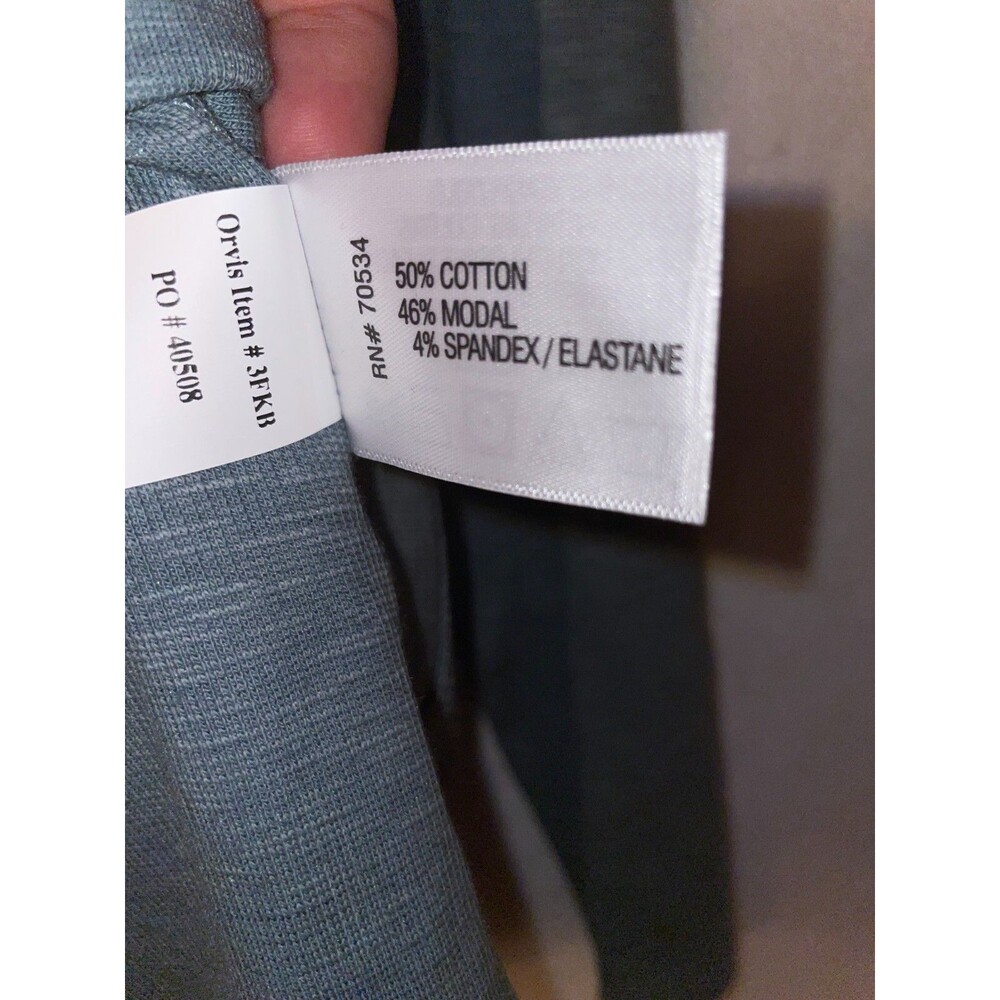 Orvis womens M crew neck gray blue ribbed long sleeve Top Pullover easy care - Picture 2 of 4